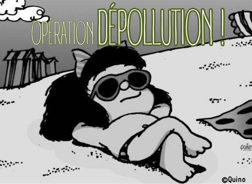 Mafalda à la plage. Tranquille